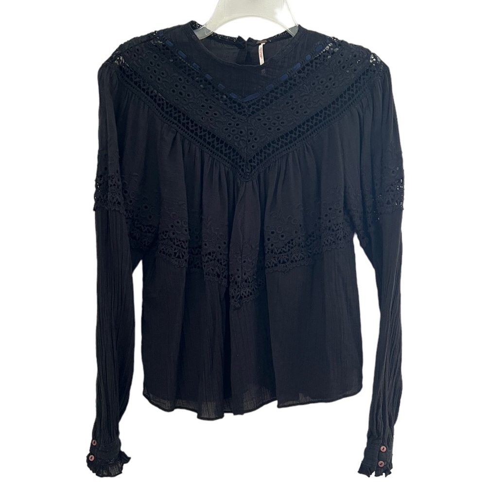 Free People Abigail Victorian Long Sleeve Lightweight Top